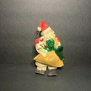 Vintage Crinkle Paper Santa Claus Christmas Holiday Hanging Figure Ornament 5"